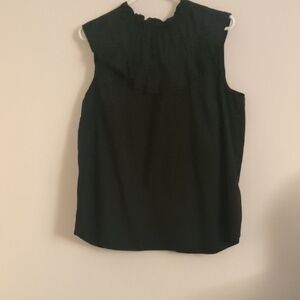 Halogen by Nordstom Black Ruffled Gathered Neck Sleeveless Blouse Size M